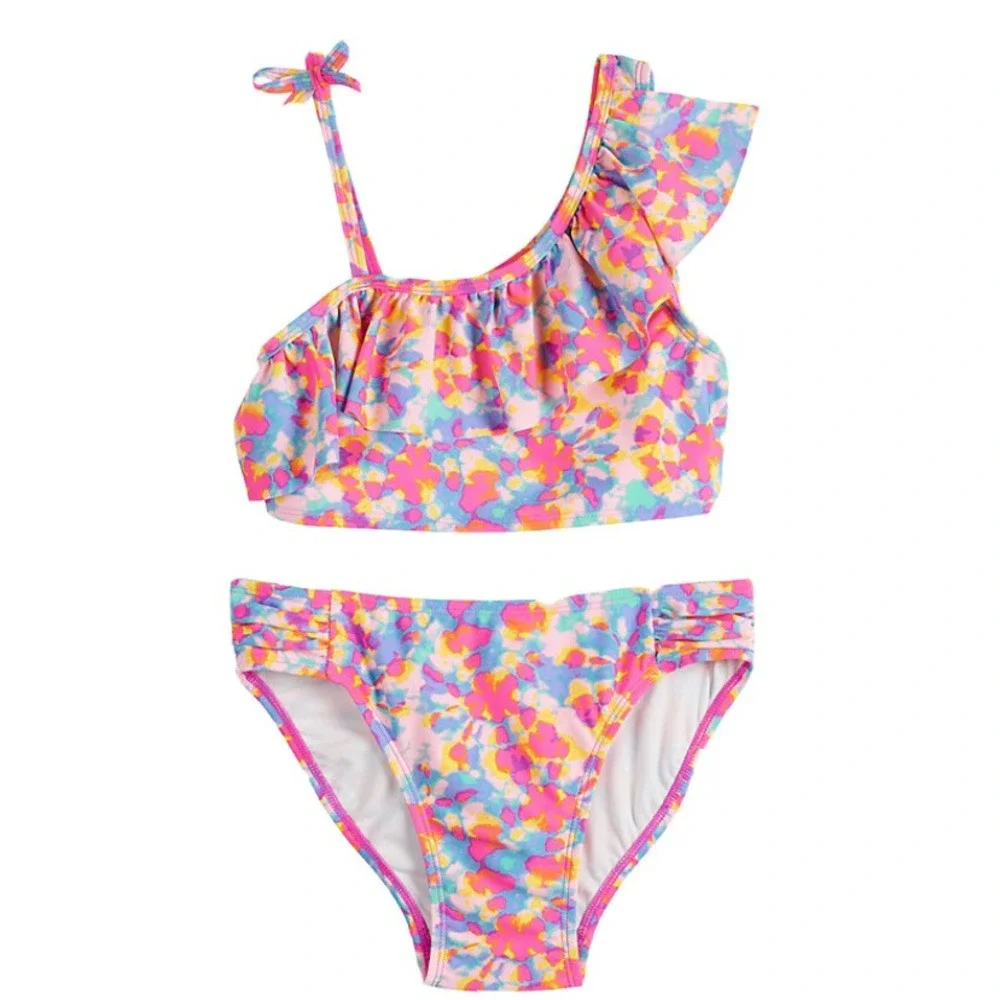 So Girls Swimsuit 2 Piece Set Summer Splash 16 New with Tags Pink UPF 50 Ruffled